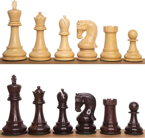 Royal Chess Mall - Leningrad Staunton Chess Pieces Only Set - Rosewood & Boxwood - 4" King
