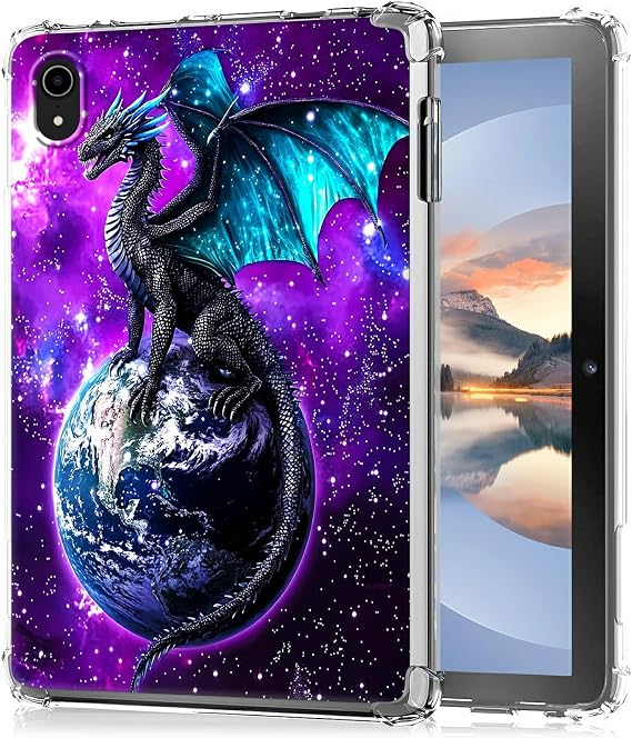 Clear Case for iPad (A16) 11th Generation 11" 2025/iPad 10th Generation 10.9" 2022, Transparent TPU Soft Silicone Protective Shell Shockproof Cover Case [Anti-Yellow], Galaxy Black Dragon