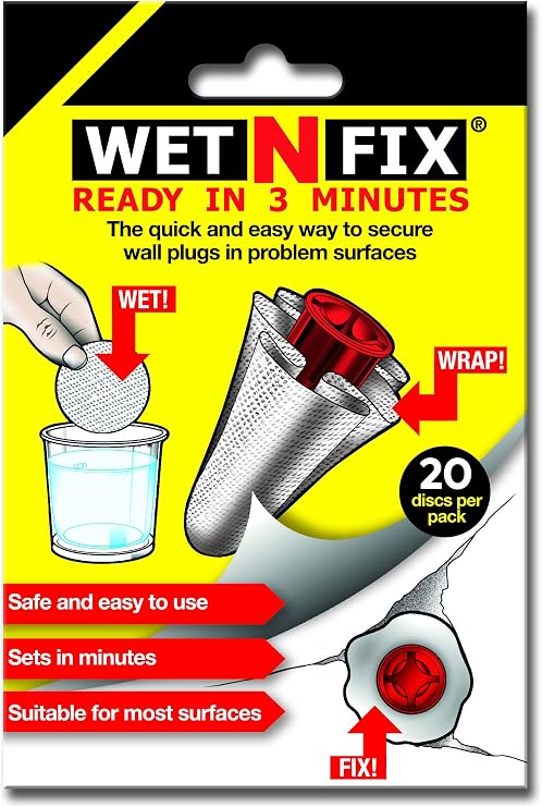 WETNFIX (20 Discs) - Fixing Wall Plugs Fast! No Need to Fill or redrill.