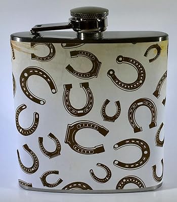 Horseshoe Horses Horse Western Rodeo Country Farm Animal 6 Oz Liquor Bar Hip Flask Flasks Fun Birthday Gift