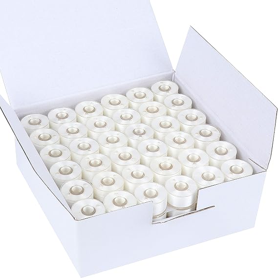 New brothread 144pcs Size A SA156 Prewound Bobbin Thread -White | 70D/2(60 Weight), Polyester Thread Sewing Thread, Plastic Sided, Used for Embroidery and Sewing Machine