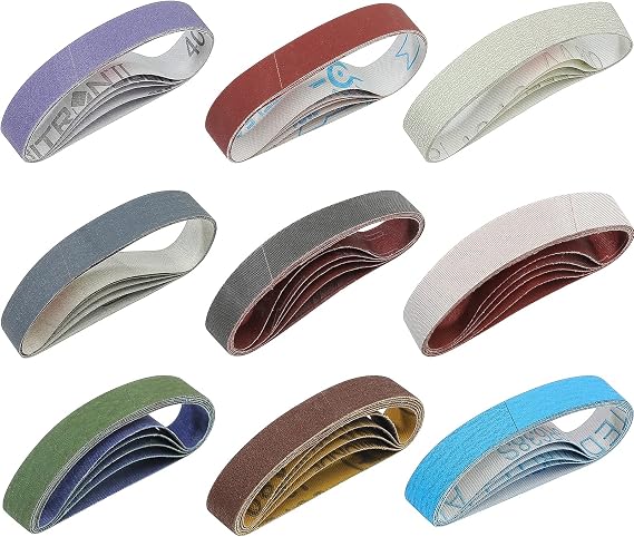 45 Pcs 3/4" x 12" Replacement Knife Sharpener Sanding Belt Kit for Work Sharp Knife & Tool Sharpener Ken Onion Edition (WSKTS-KO), 80/120/240/400/600/800/1000/2500/5000 Grits