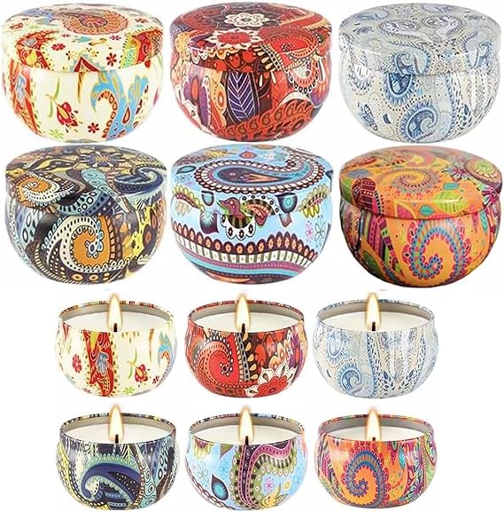 Phinicco 2.5oz Candle Tins for Candle Making 6 Pcs Empty Candle Tins with Lids Candle Jars (6 Colors)