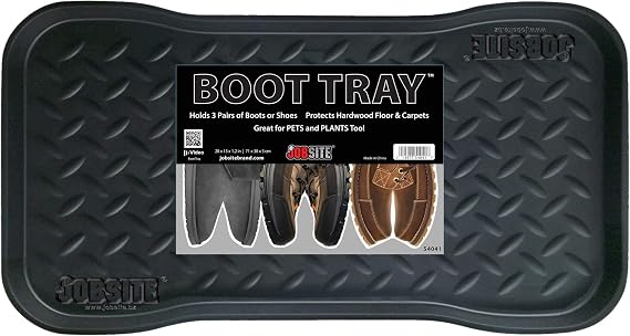 JobSite Heavy Duty Boot Tray, Multi-Purpose for Shoes, Pets, Garden - Mudroom, Entryway, Garage - Indoor or Outdoor - 15 x 28 Inch - 1 Pack