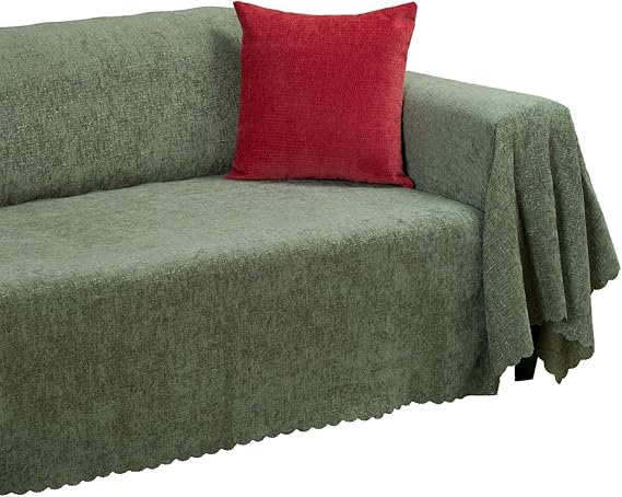 Premium Koltuk Örtüsü 175x350 XLARGE Gramajlı Jakarlı Şönil Sage Yeşili | Kanepe Örtüsü | Kaymaz