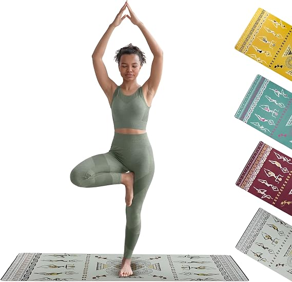 Zaveur Dancing Ladies Suede Yoga Mat - 27" W x 72" L Meditation Mat with Premium Soft Suede Front - Non Slip Exercise Mat with Rubber Back for Home Workout - Portable Exercise Travel Mats