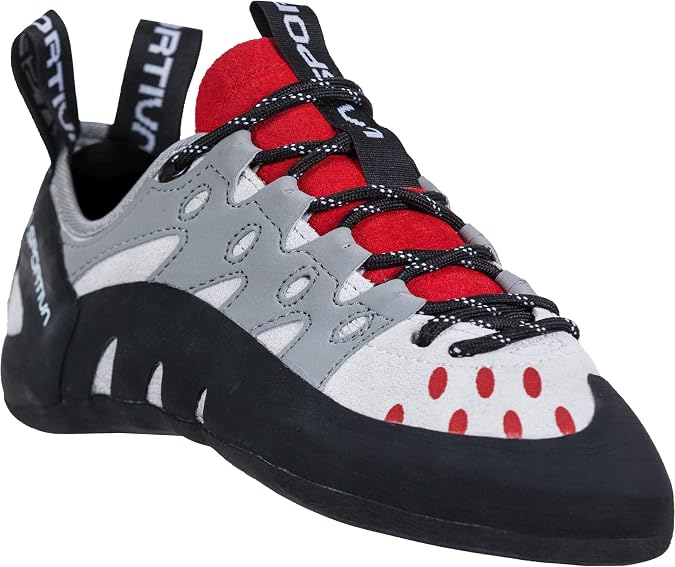 La Sportiva Women's Tarantulace Rock Climbing Shoes, Grey/Hibiscus, 36.5