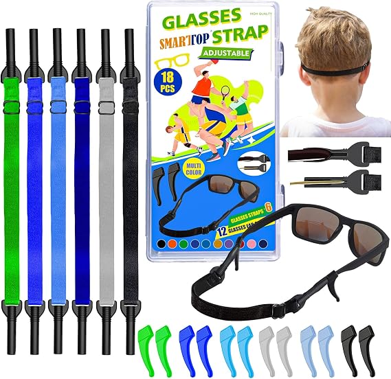 SMARTTOP kids eye glass Strap with storage box No Tail sunglass Strap Eyeglass Holder Around Neck-Adjustable Eyewear Retainer