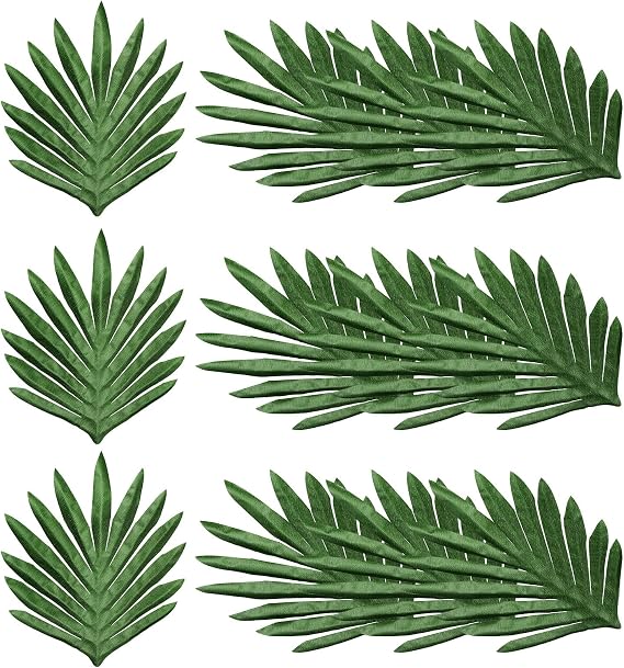 PATIKIL 9" Green Palm Leaves, 12 Pack Artificial Palm Leaves Faux Palm Fronds Fake Palm Leaf Simulation Tree Leaves for Home Hawaiian Jungle Beach Party, Style 24