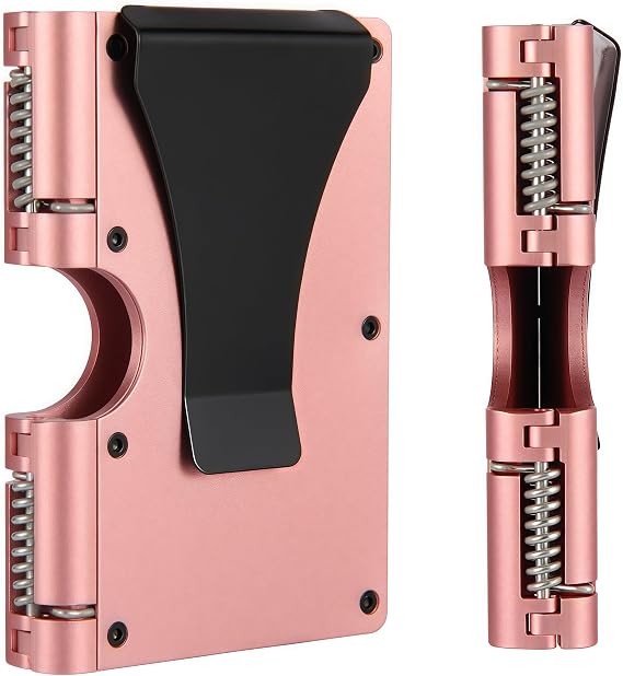 Wallet For Men - Reinvented Design Men's Wallet - Slim, Minimalistic & Seamless, Blocks RFID Scanners with a Money Clip (Aluminum Pink)