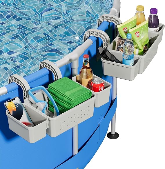Poolside Storage Above Ground Pool Accessories 2 Cup Holder Basket, 2 Pack
