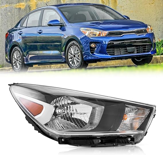 TODO Headlight Assembly Compatible with 2018-2023 Kia Rio Halogen Headlamp Right Front Passenger Side Replacement w/Bulb 92102-H9000