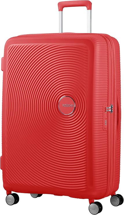 American Tourister Soundbox - Hard Shell Suitcase 77 cm Large - Trolley Suitcase with 4 wheels, TSA Lock, Expandable & Light - 97/110 L - Red (Coral Red)