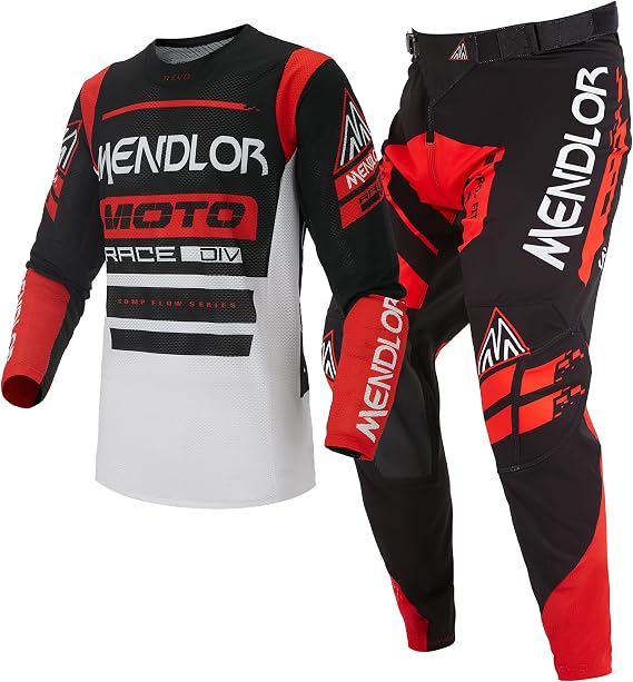 Motocross Jersey Pants Combo Mens MX Gear Set Dirt Bike Offroad Riding Racewear Adult Racing Racewear Black Red