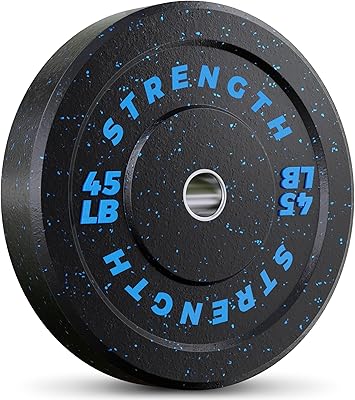 GIKPAL Bumper Plates, 2-Inch Olympic Weight Plates with Steel Hub, Rubber Weight Plates High-Bounce with Colored Fleck for Weight Lifting Strength Training,45lbs
