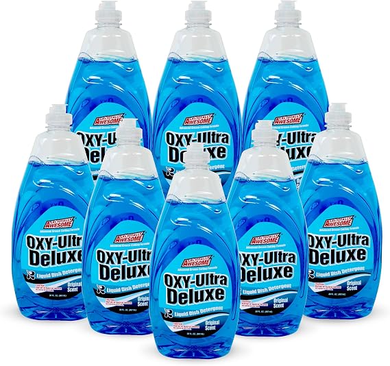 La's Totally Awesome Dish Soap Liquid Original Scent (30 fl oz, Pack of 8) Grease-Fighting Dishwashing Liquid from Awesome Cleaner Brand