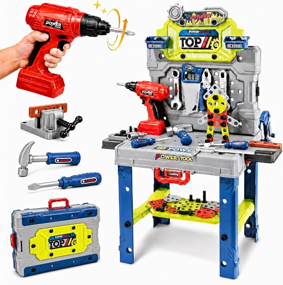 Kids Tool Kit-STEM Engineering Playbench, Electric Drill Toy,Ages 3-5