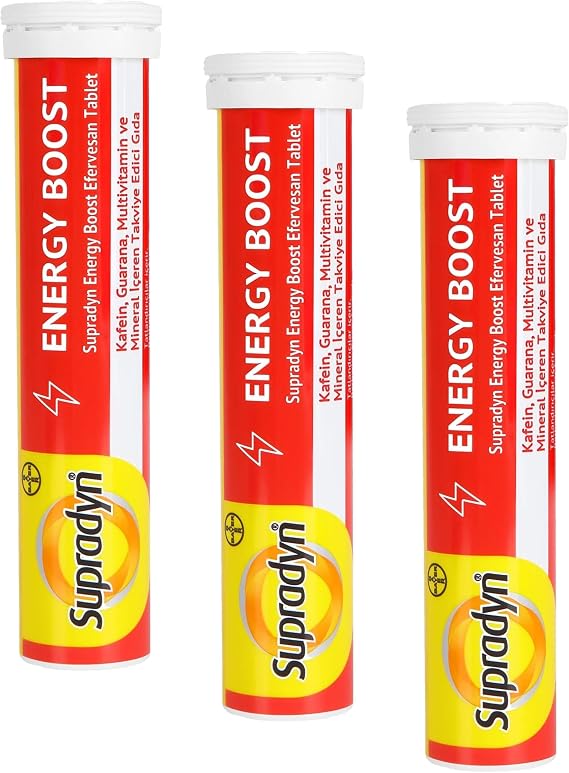 Supradyn Energy Boost Efervesan Tablet l Kafein, Guarana, Multivitamin ve Mineral (3 paketi)