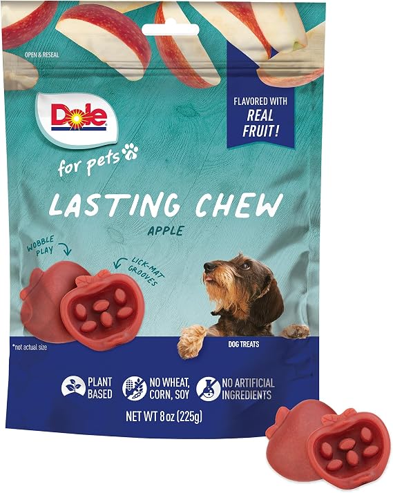 Dole Freshly Fetched Lasting Chew, Apple Flavor, Small Breeds, 8 Oz | No wheat corn soy or animal products, long-lasting chew, apple flavor, small breeds