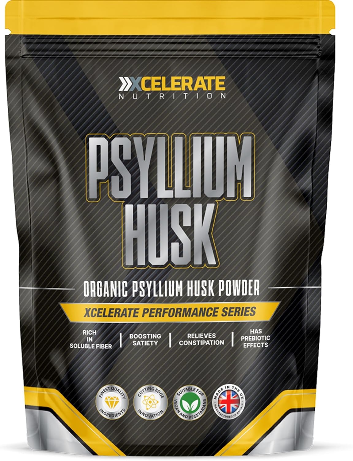 Psyllium Husk Powder - High in Soluble Fibre, Prebiotic Effects - Pure, No Pesticides, Gluten Free, Vegan, GMO Free by XCelerate Nutrition 250g