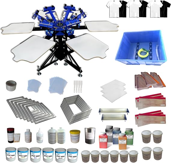 6-6 Color Screen Printing Kit with Materials 6 Color 6 Station Silk Screen Printing Machine