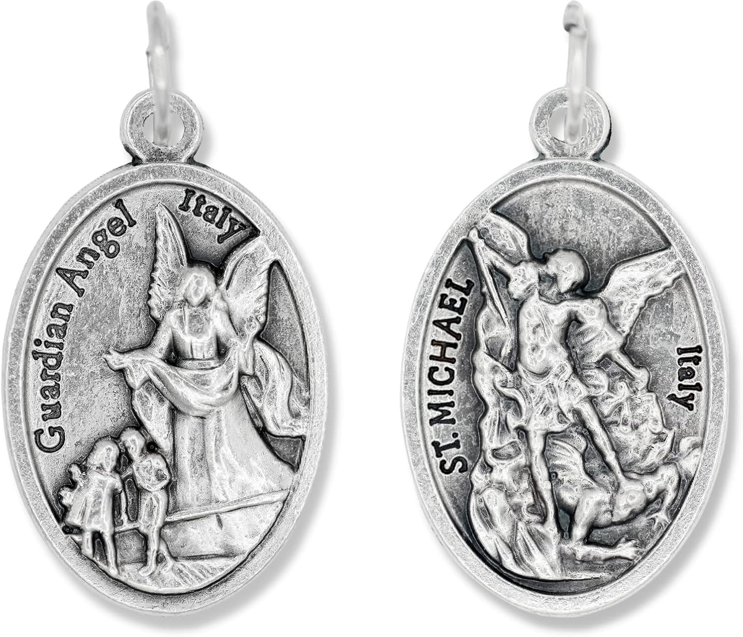 Gifts Catholic, Inc. Bulk Buy 10 Pcs - Guardian AngelSt Michael Archangel 1 inch Pendants Charms with Rings