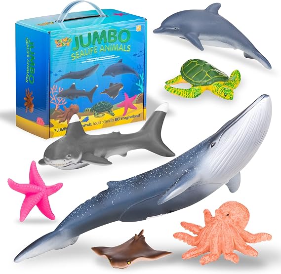 Learning Minds Jumbo Sea Animals - Set of 7 Educational Ocean Fish Toys