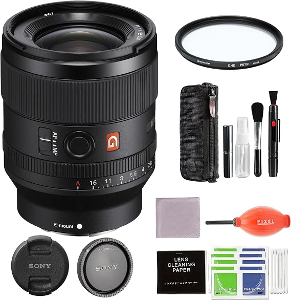 Sony FE 35mm F1.4 GM (SEL35F14GM) Lens Bundle with 67MM Digital HD Filter and Advanced Accessory Kit