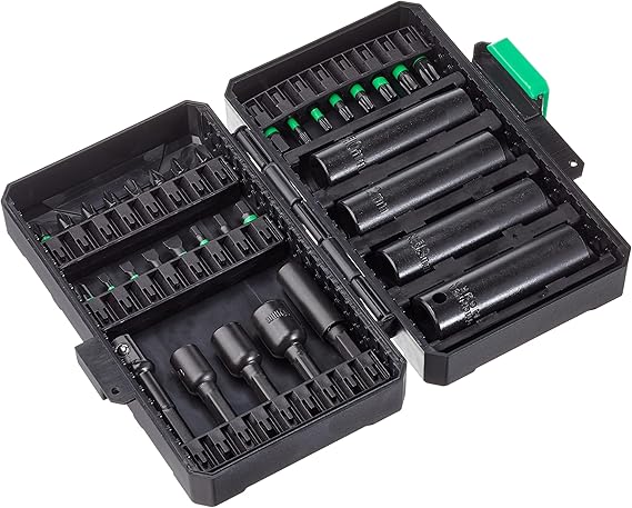 Amazon Basics Impact Driver Bit Set, 33-Piece with S2 Steel, Nut Drivers and Sockets