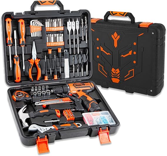 CARTMAN Power Tool Combo Kit with 12V Cordless Drill Professional Home Home Tool Kit Set for Garden, Office, Home, Repair, DIY Hand Tool Kit with Robot Style Carry Box | 自宅、オフィス、庭のメンテナンスのための完全なDIY修理ツール、ロボットスタイルの収納ボックス付きプロフェッショナル家庭用ツールセット。