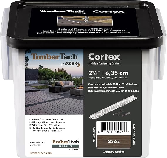 TimberTech Cortex Collated Hidden Screws and Plug System for Fastening Composite Decking - Pack of 224 Deck Plugs to Cover 100 LF (Mocha)