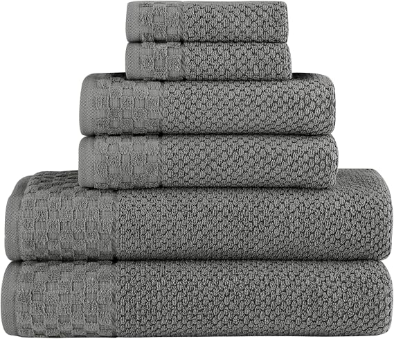Classic Turkish Towels CTT - Luxury 6 Piece Towel Set, 100% Turkish Cotton, Quick Drying, Highly Absorbent & Comfy, Includes 2 Bath Towels, 2 Hand Towels & 2 Washcloths | (Grey)