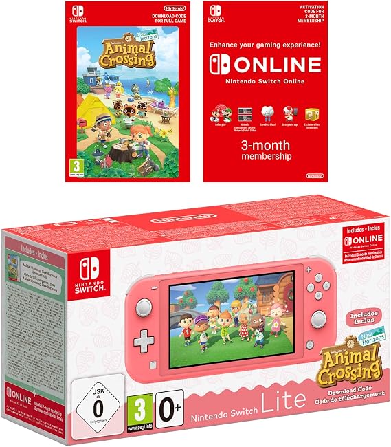 Nintendo Switch Lite (Coral) Animal Crossing New Horizons + NSO 3 months