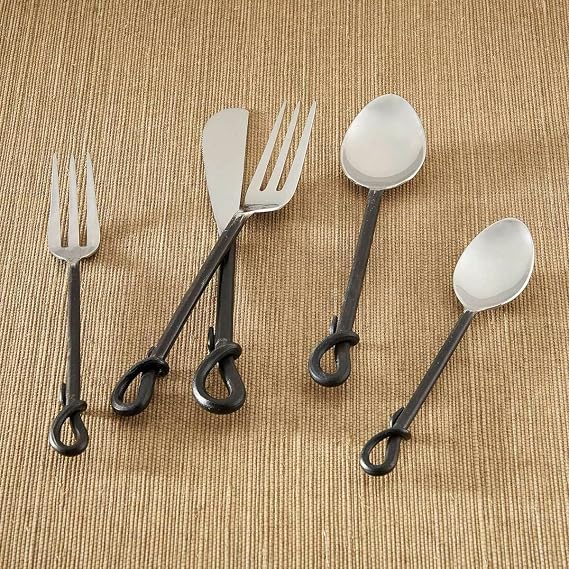 BLACK FOREST DECOR Blacksmith Loop 5 Piece Flatware Set, Stainless Steel, Home Decor