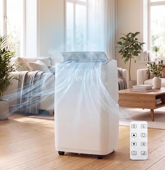 PioneerWorks 12000 BTU Portable AC, 4in1 Smart Unit Cools 550 SqFt, Smart Mode