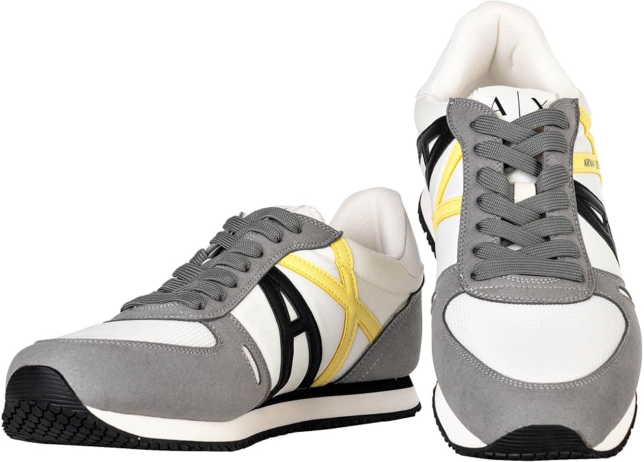 Armani Exchange Men's Retro Rio Trainer Sneakers, Neutral Grey/Off White, 10
