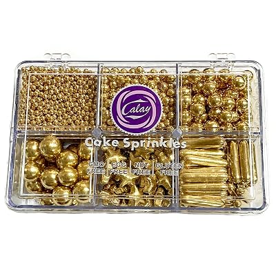 Homipooty Gold Pearl Sugar Sprinkles 130g4.58oz Gold Pearl Star Sprinkles For Cake Decorations Wedding,Cookies,Ice Cream, Cupcake Toppers, Halloween Christmas Supplies