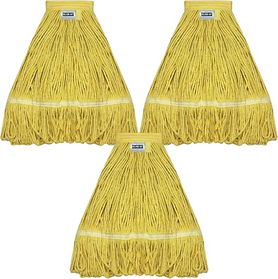 KLHBYF 21 Oz HeavyDuty Yellow Cotton Mop Head Replacement, FadeResistant Washable Reusable Mop Refill, Commercial Industrial Grade for Janitorial, Business and Household Use