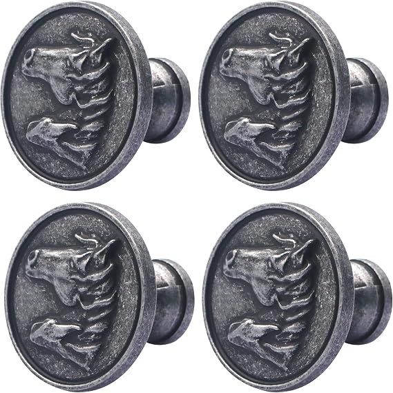 4 Pack Cabinet Knobs Zine Alloy Round Kitchen Cabinet Pulls with Screws,Kitchen Cabinet Knobs for Drawer Hardware Home Decor Knobs (Antique Silver)