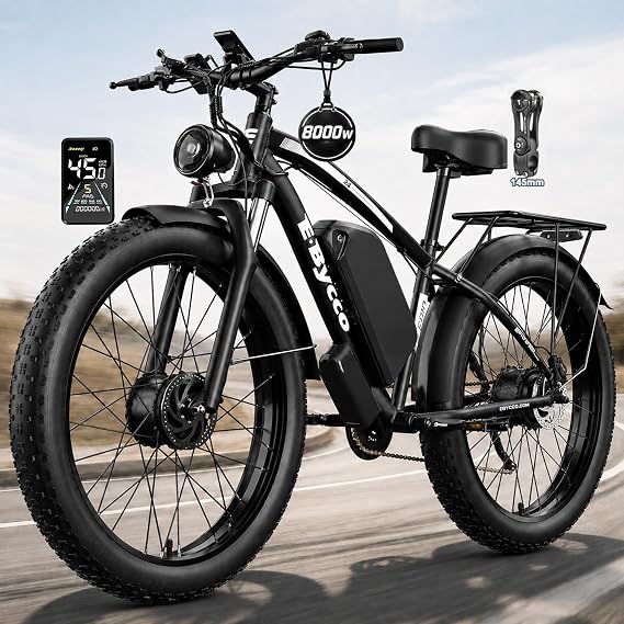 EBycco Peak 8000W Dual Motor Electric Bike for Adults, 47MPH 105 Miles Range, 52V 32AH Battery 24" x4.0 Fat Tire Hydraulic Disc Brakes Fast Off-Road E-Bicycle