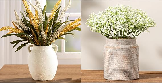 Ceramic Vase Neutral Decorative Vase for Farmhouse, Boho, or Rustic Home Decor Pottery Vases for Pampas Grass Living Room Bedroom Table Mantel Entryway Shelf