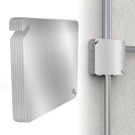 6 Pcs 4x4 Square Electrical Box Cover Plate, Metal Junction Box Covers Plate for 4 inch Electrical Box, Blank Electric Outlet Box Cover Prevents Accidental Electrocution