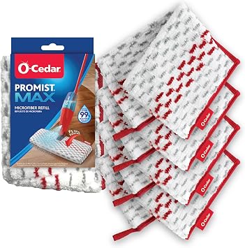 O-Cedar Genuine ProMist MAX Spray Mop Head Replacement Pack of 4 | Machine Washable | Reusable | Microfiber Refill | Removes 99% of Bacteria