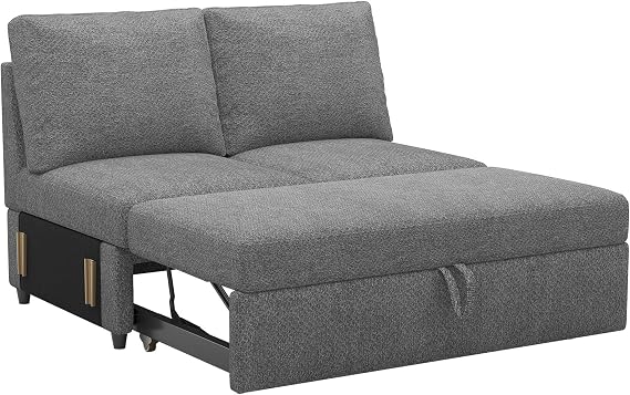 Belffin Pull Out Bed Module for Modular Sectional Sleeper Sofa Armless Loveseat with Pull Out Sofa Bed for Sectional Couch Bed Grey