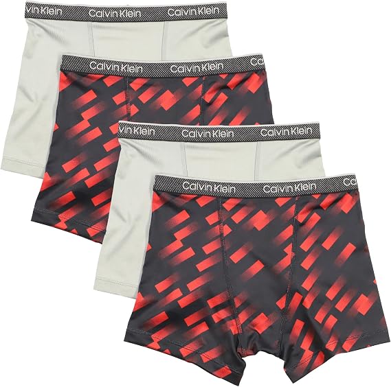 Calvin Klein Kids Boys' Performance Boxer Brief Underwear 4-Pack