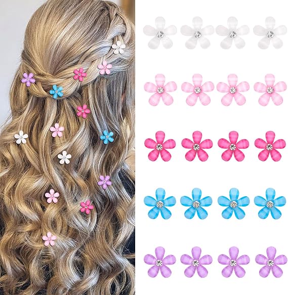 YISSION Colorful Rhinestone Hair Accessories - Mini Flower Hair Clips, Pins & Barrettes for Wedding, Bridal, Girls & Women