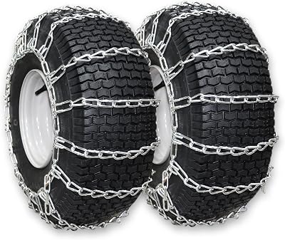 OakTen Set of 2 Tire Chains for Lawn Garden Tractors Mowers and Rider, 2-Link, Fits for Tire Size 22x9.5x12 22x11x10 23x10x12