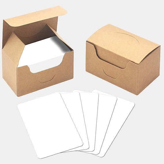 200 PCs Blank White Kraft Paper Round Corner Flash Word Message Gift Index Card (3.5 X 2.1)