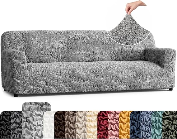 Premium Stretch Couch Covers for Sofa - Sofa Chair Cover Washable, Dogs & Pets Friendly - Elastic Polyester Loveseat Slipcovers - Non-Slip Love Seat Couch Covers - Ash (86"-120" Wide)
