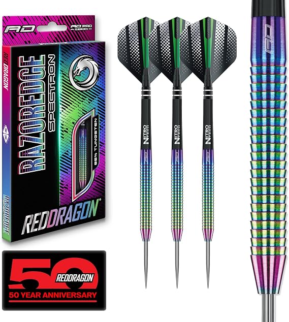 RED DRAGON Razor Edge Spectron 26g - Tungsten professional steel darts set with flights and shafts